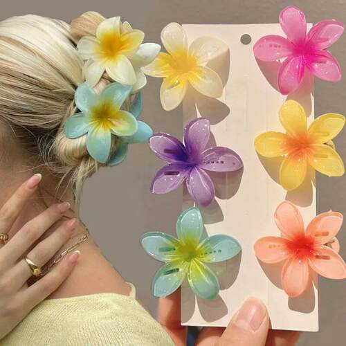 1/6Pcs Egg Flower Hair Clips 4/7cm for Women Beach Vacation