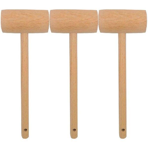 3 Pcs Wooden Meat Tenderizer Kitchen Mallet Loose Hammer