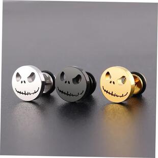Halloween titanium steel stud skull pumpkin stud earrings