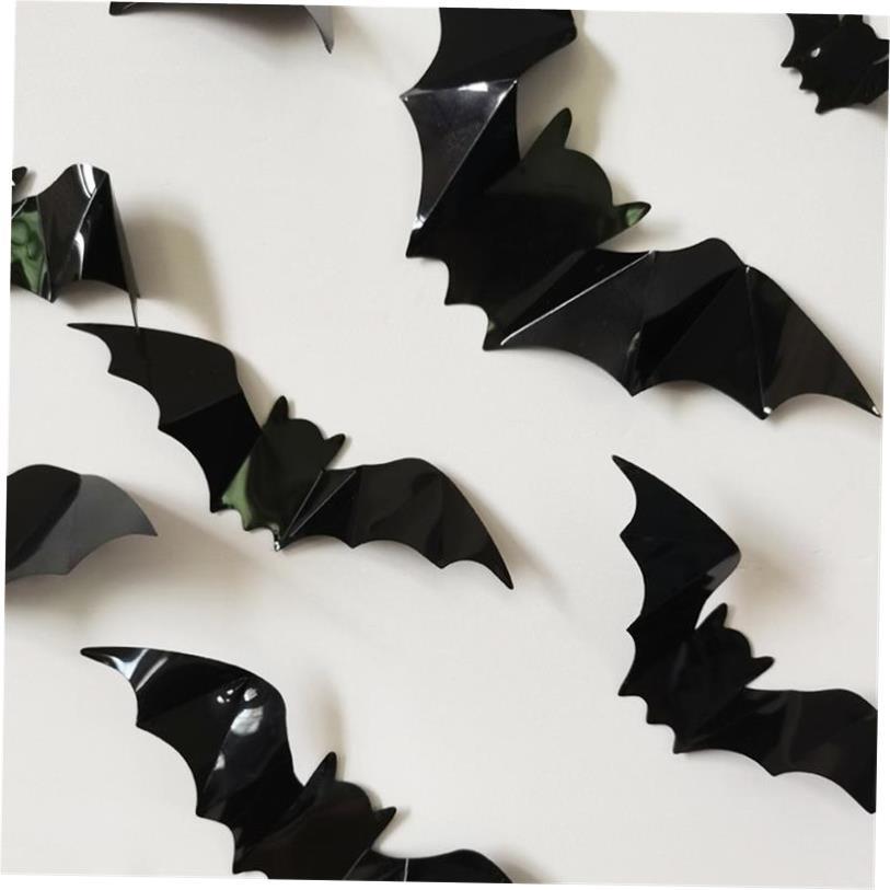 16pcs Halloween 3D black bat Wall Stickers Halloween party