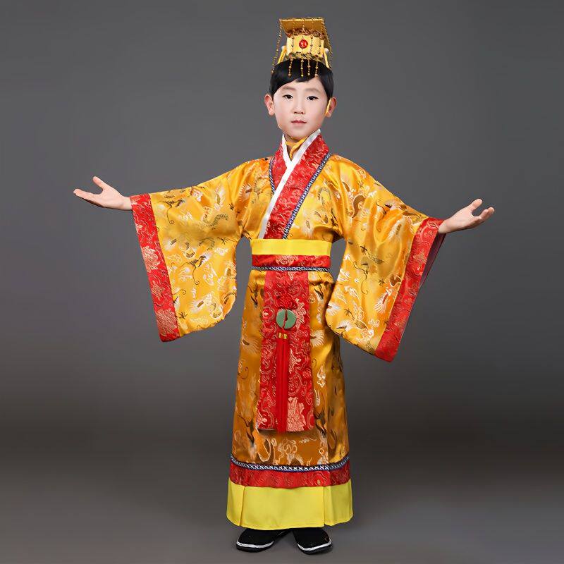 儿童古装皇帝服装汉隋唐太子服装儿童古风皇帝装全套宝宝龙袍少爷