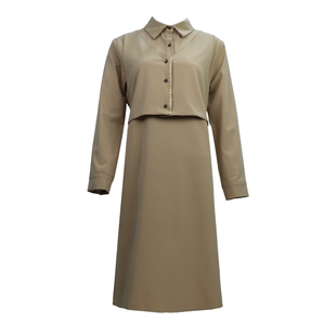PATAVINITY气质通勤收腰显瘦假两件衬衫裙女春秋高级感长袖连衣裙