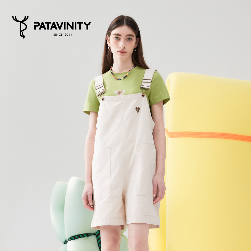 爱心刺绣背带裤Patavinity直筒