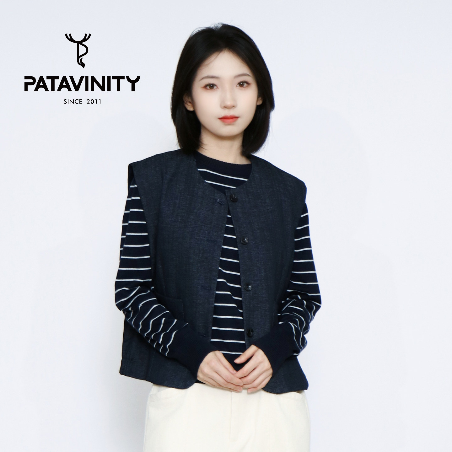 PATAVINITY气质氛围感减龄丝巾配饰马甲女秋季单排扣显瘦外套上衣