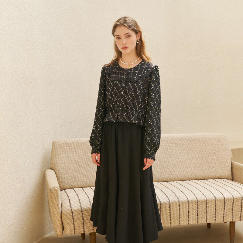 PATAVINITY通勤长袖聚酯纤维上衣