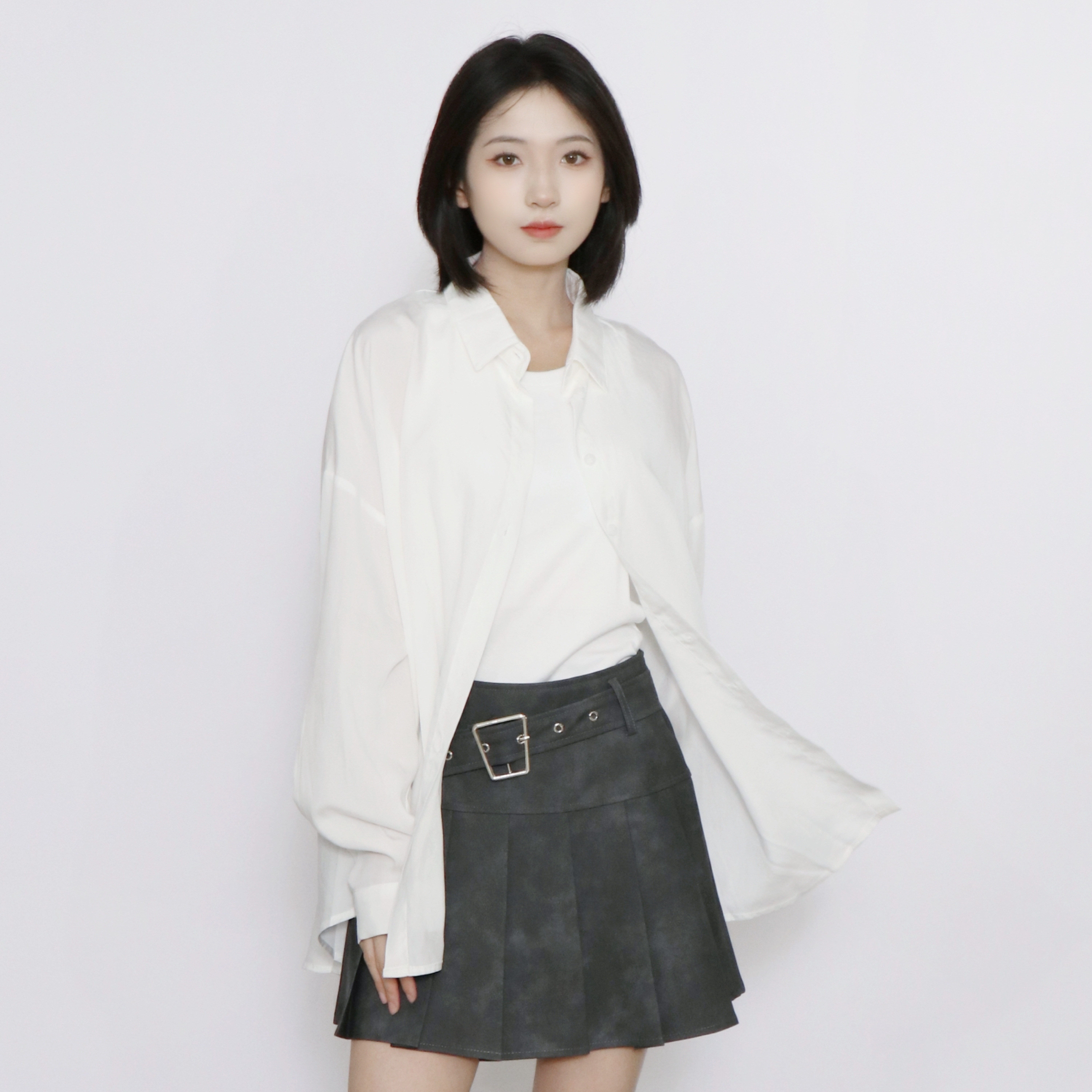 PATAVINITY气质休闲天丝衬衫女秋季长袖宽松衬衣百搭流行上衣外套