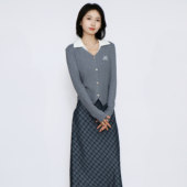 女秋季 PATAVINITY学院风格 纹两件套装 针织上衣气质通勤格子半身裙