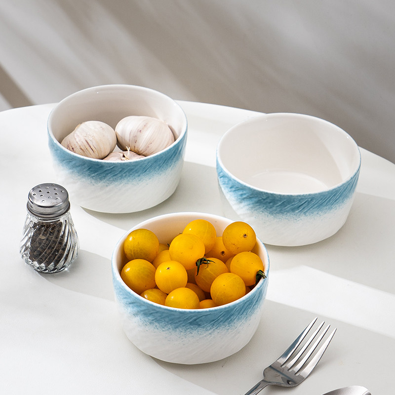 石纹釉下彩陶瓷碗家用米饭碗面汤碗日式碗早餐碗水果燕麦片甜品碗,餐饮具,碗,淘宝优惠券,粉丝福利购,淘宝优惠卷