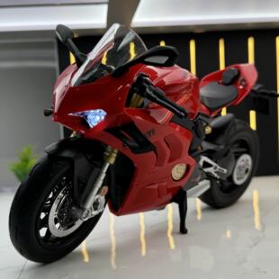 【DZ099】华一合金车模1:9杜卡迪V4S摩托车滑行玩具车灯光模型摆