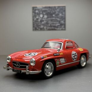 【DZ091】利佳信合金车模1比32大奔300SL拉花版跑车声光回力玩具