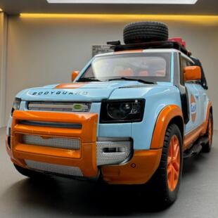 【DZ075】名艺合金车模1:22路虎卫士骆驼杯声光回力玩具越野车音