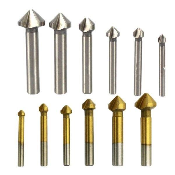 6 Pcs HSS Countersink Drill Bit Set 90 Degree 3 Flute