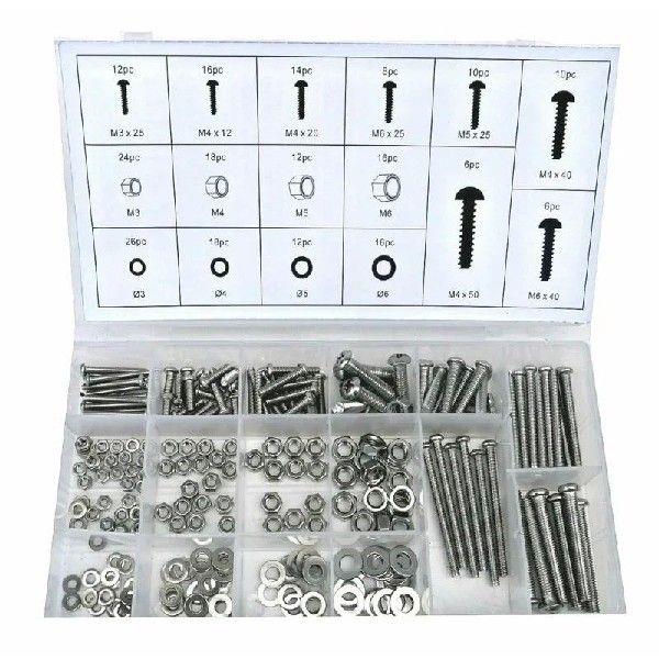 246pcs M3 M4 M5 M6 304 Stainless Steel Screws Nuts Washers