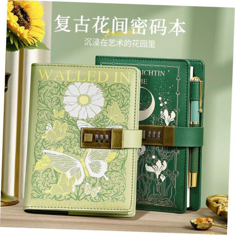 password book retro notebook for girls lock diary密码日记本