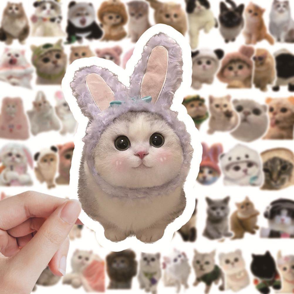 60 Pcs Kawaii Cat Stickers Aesthetic Stationary Cute Sticker