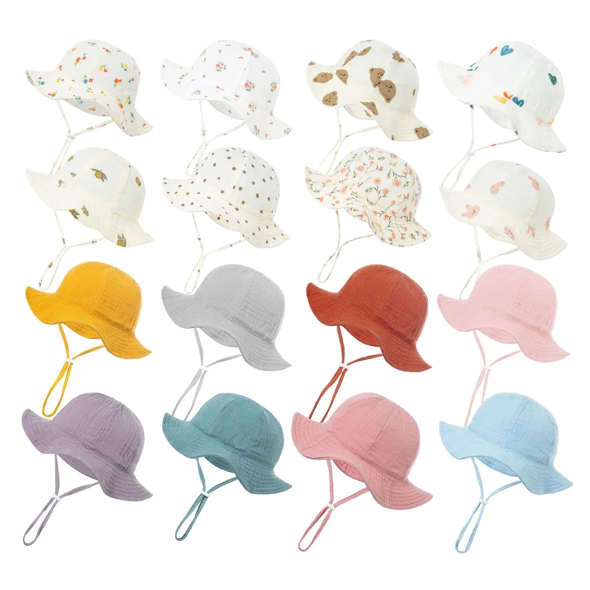 Baby Cotton Bucket Hat New Children Sunscreen Outdoor Caps B