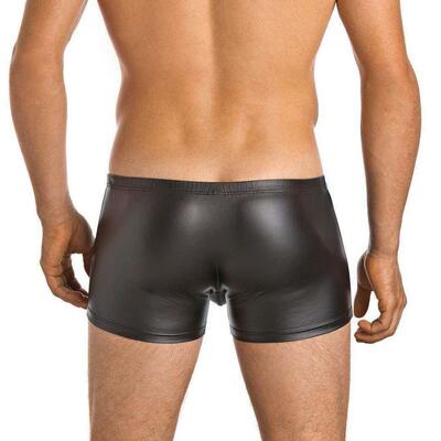 Men's Black Underwear PU Leather Boxer男士黑色内裤PU皮