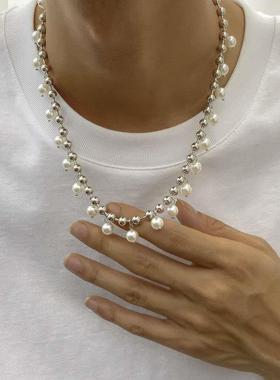 Pearl necklace simple temperament single-layer bead chain h1