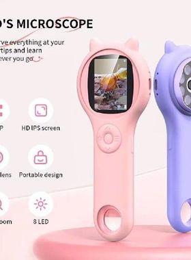 Microscope for Kids 2-inch IPS Screen Magnifying Glass with