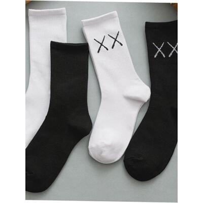 Summer thin long socks, tube socks, pure black and white men