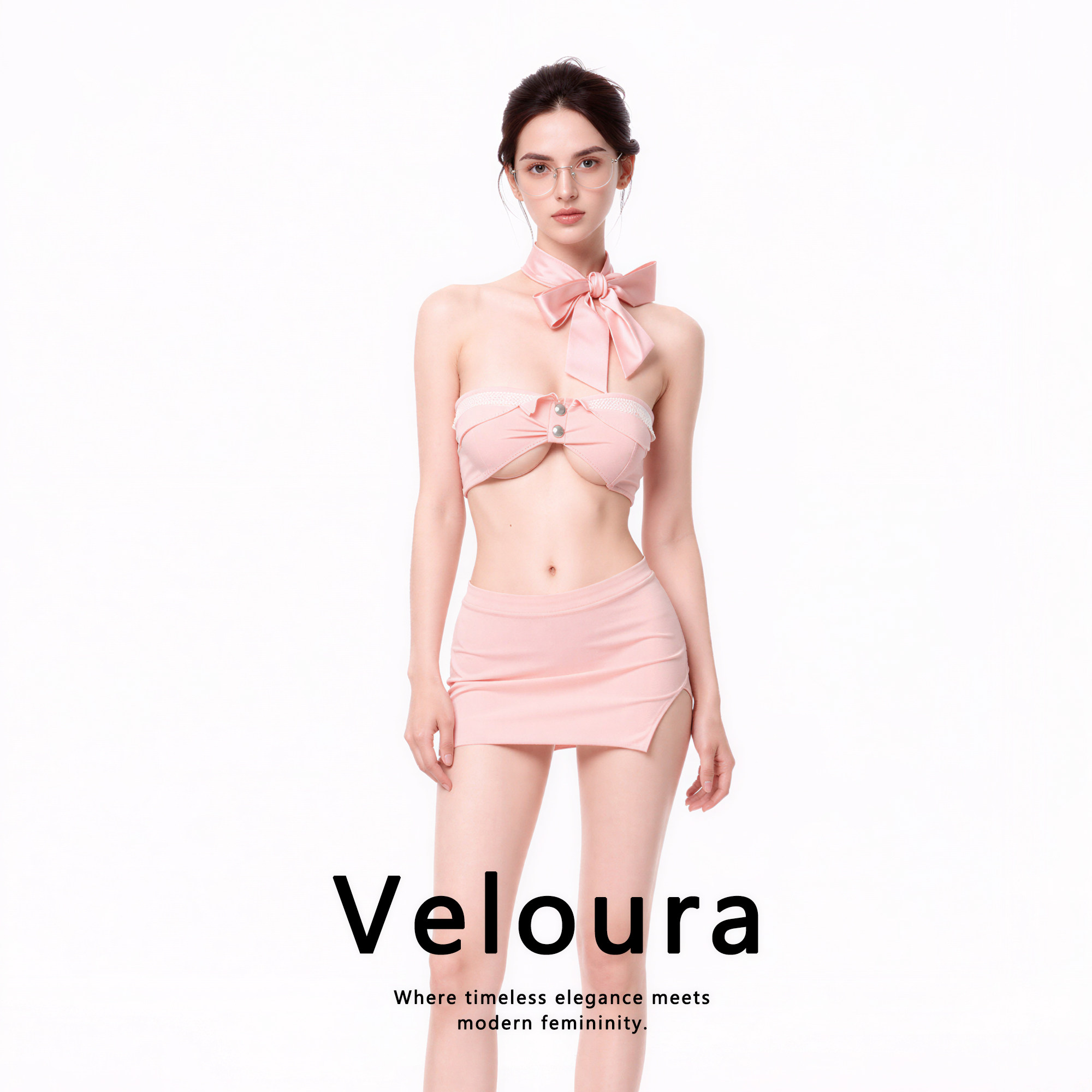 法国 Veloura胭缕轻绡*性感睡裙女纯欲风抹胸包臀裙短裙私房写真