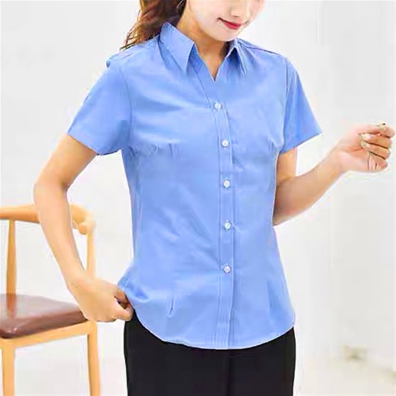 速发深蓝色平面棉工作服职业装正装蓝领码衬衣V大制收服腰