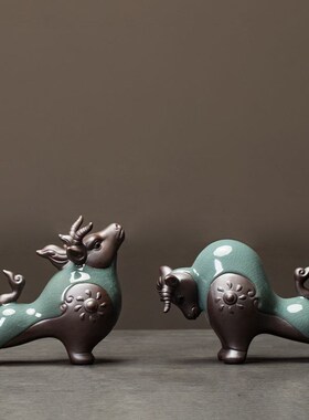 速发中国风摆件陶华摆客招财十二生肖牛摆件酒柜件厅摆件高级豪瓷