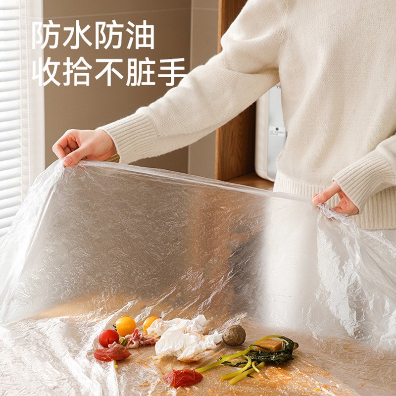 速发一次性桌布自带束口家用加厚塑料免洗防油防水透明圆餐桌桌布