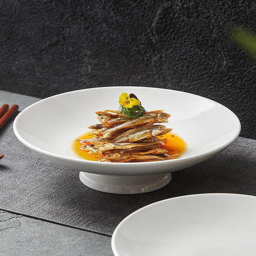 速发优格盘用菜盘家子高陶深盘脚瓷圆盘酒店餐具特色私房菜冷菜盘