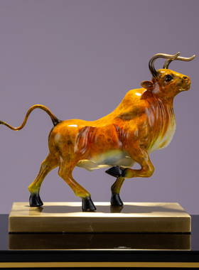 速发黄铜牛摆件孺子牛客厅办公室华尔商牛装饰品牛气冲天街礼开业