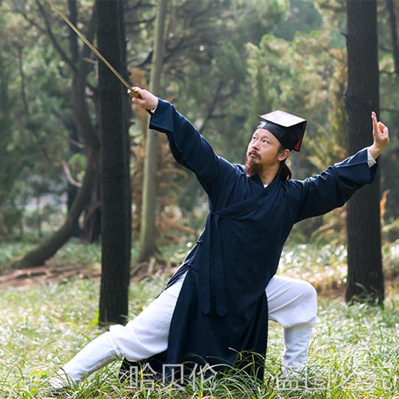 速发道士服装男道家道服长袍套装法衣衣服道袍斜襟三清领长褂太极