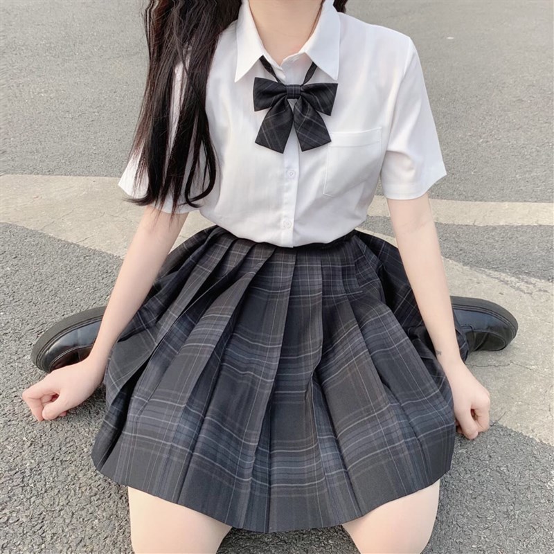速发半袋麻豆碳裙jk制服格色学院风学生半身裙百短褶裙套装全套