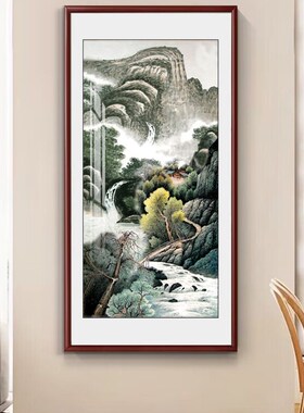 速发新中式玄关装饰画入户走财客厅挂画鸿运当水国画山头画招廊壁