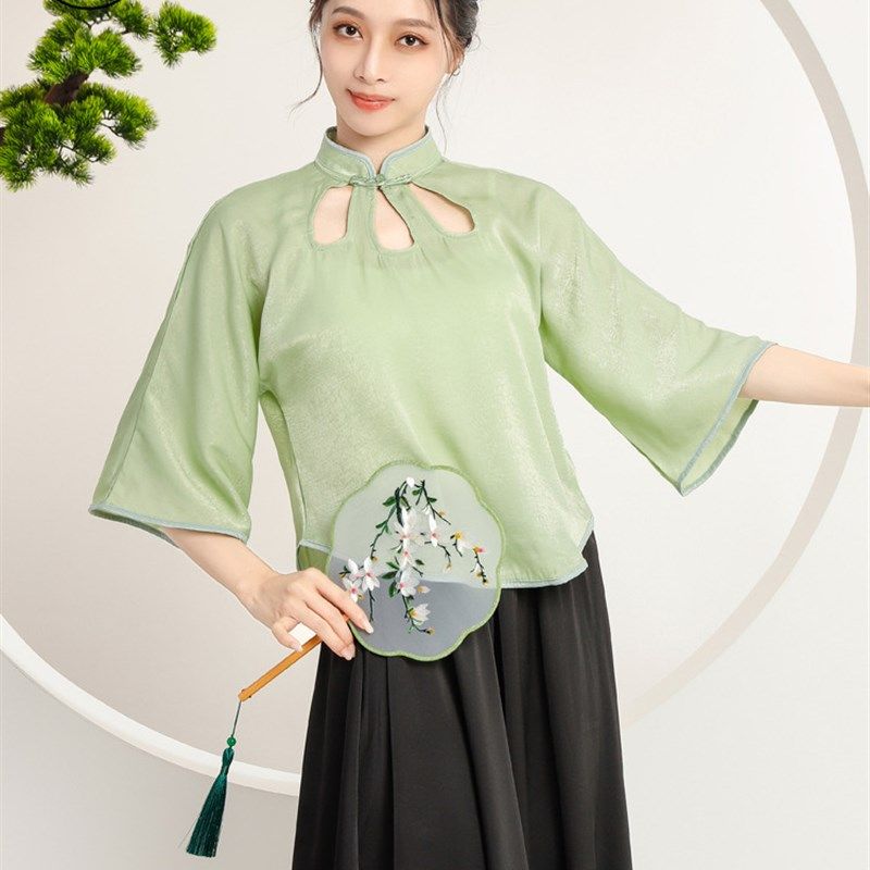 速发倾风舞民古典舞旗袍领后国城上衣练功服表演服新中式中国舞舞