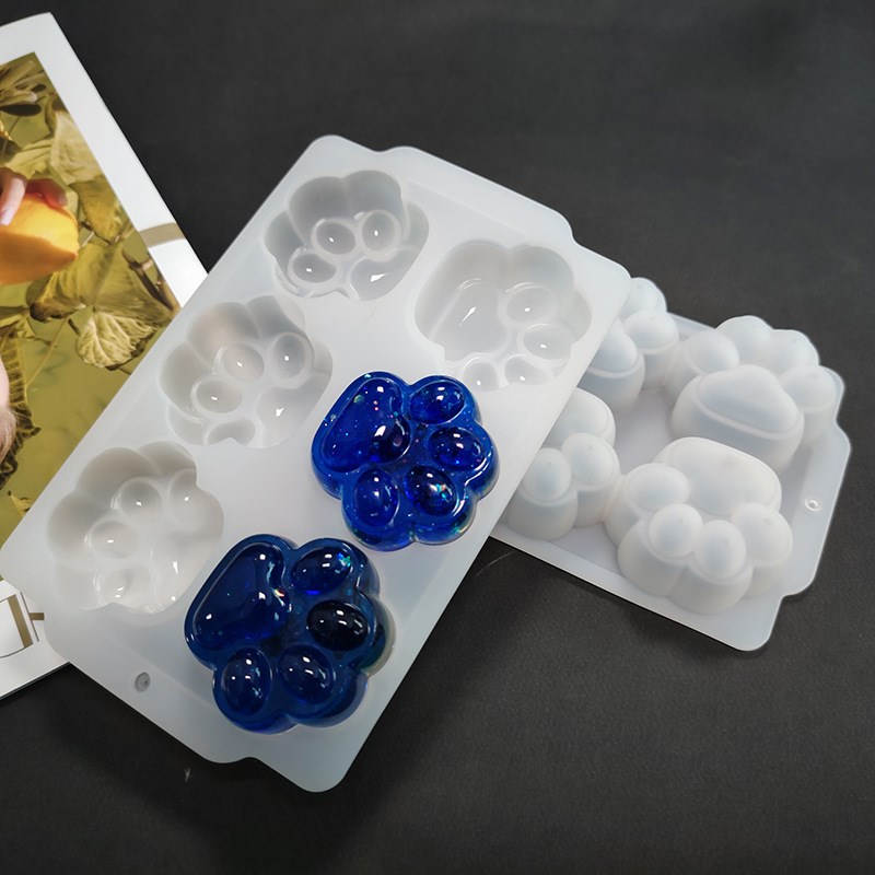 速发猫脂滴胶模具镜面硅胶六连水爪摆台饰品 环氧树晶硅胶模具