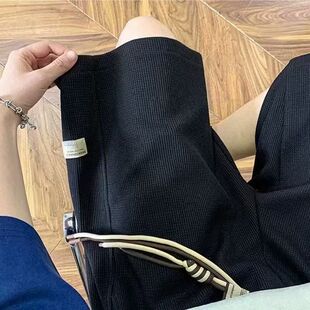 宽松运动休闲垂感裤 2025新款 男2025新款 黑色短裤 子男生夏 潮牌美式