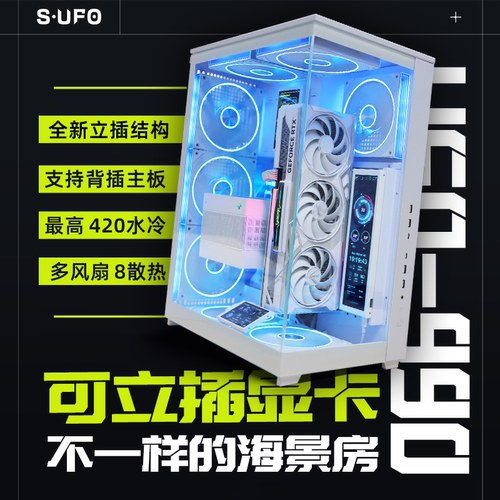 UFO990PRO海景房立式机箱ATX背插