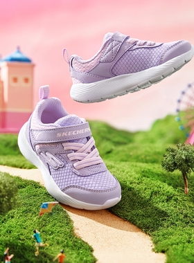 Skechers斯凯奇新款女童舒适透气学步鞋魔术贴轻便休闲鞋303211N