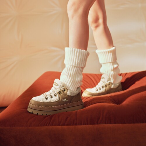 Skechers斯凯奇奶糕鞋休闲厚底增高时尚复古摇粒绒松糕女鞋167902