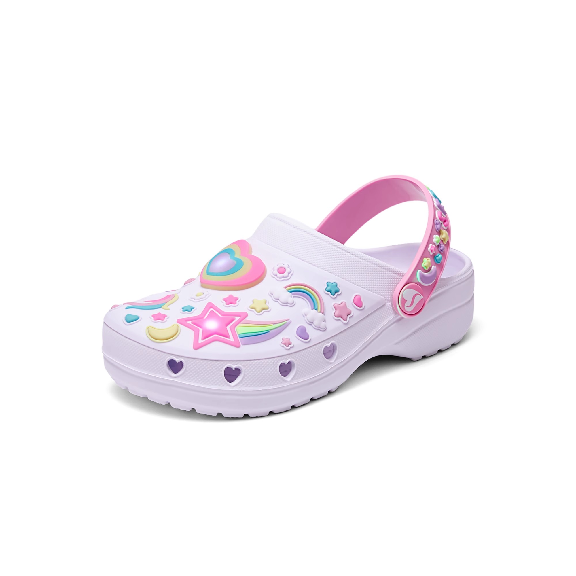 Skechers斯凯奇夏季女童一脚蹬洞洞鞋运动休闲闪灯凉拖鞋308406L