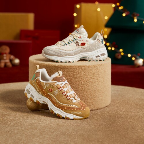 Skechers斯凯奇圣诞限定款女鞋时尚羊羔绒熊猫鞋休闲老爹鞋149257
