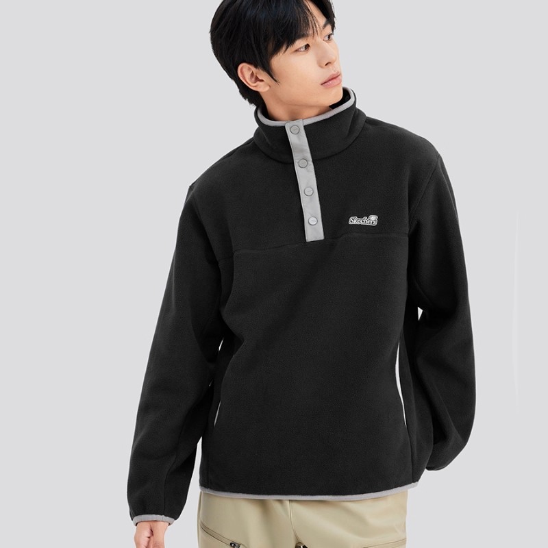 斯凯奇男子立领保暖摇粒绒卫衣