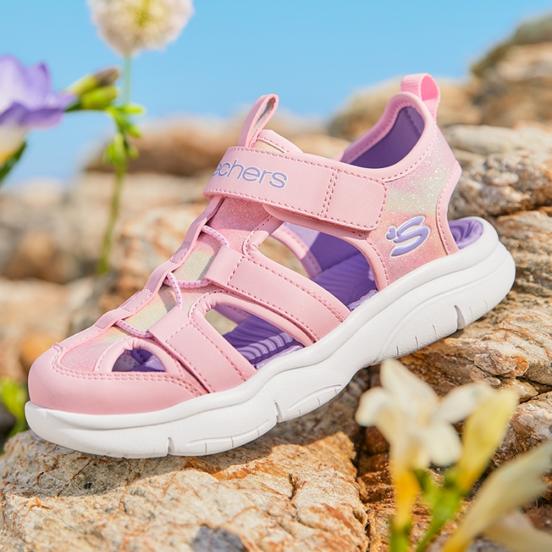 斯凯奇夏季新款女童舒适包头凉鞋