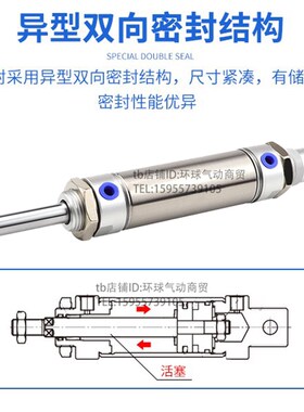 速发C可调行程CM2B2气缸CDM2B20-25-40-50-75-100A-125CA-150E-XC
