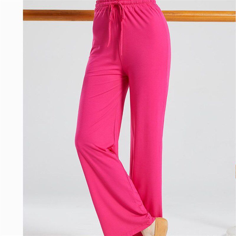 现货速发莫代尔云朵阔腿裤高腰直筒垂感弹力舞练功裤古典舞蹈裤瑜