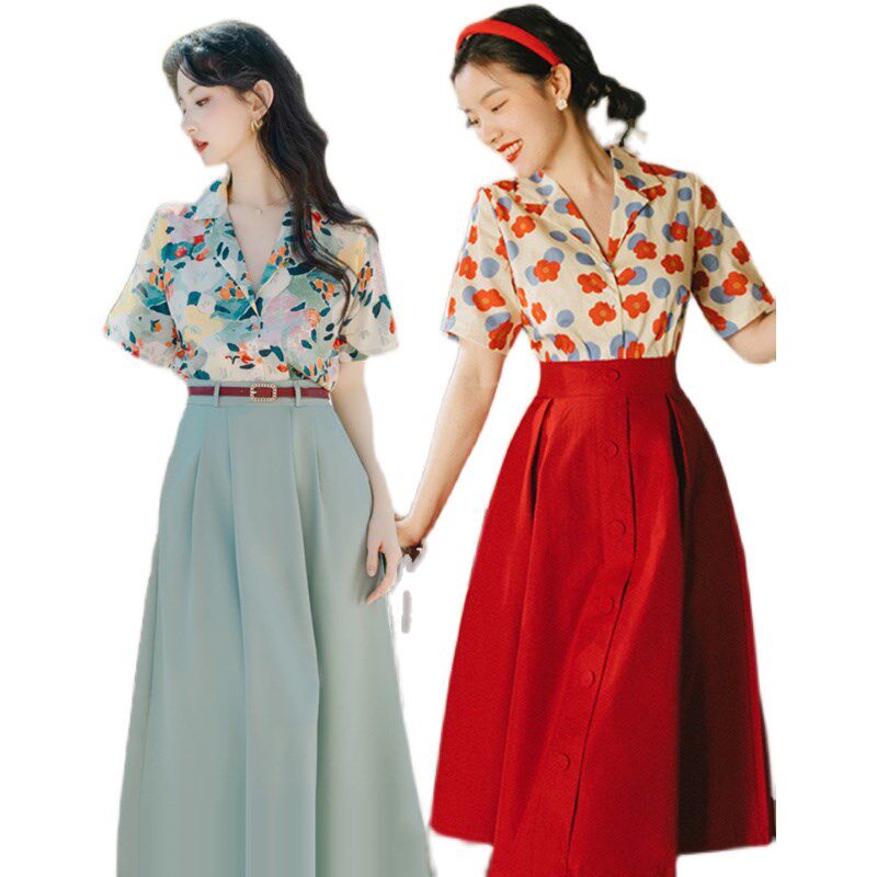 速发闺蜜装姐妹套装80年代怀旧服装夏季0高级感装复古港风连衣裙
