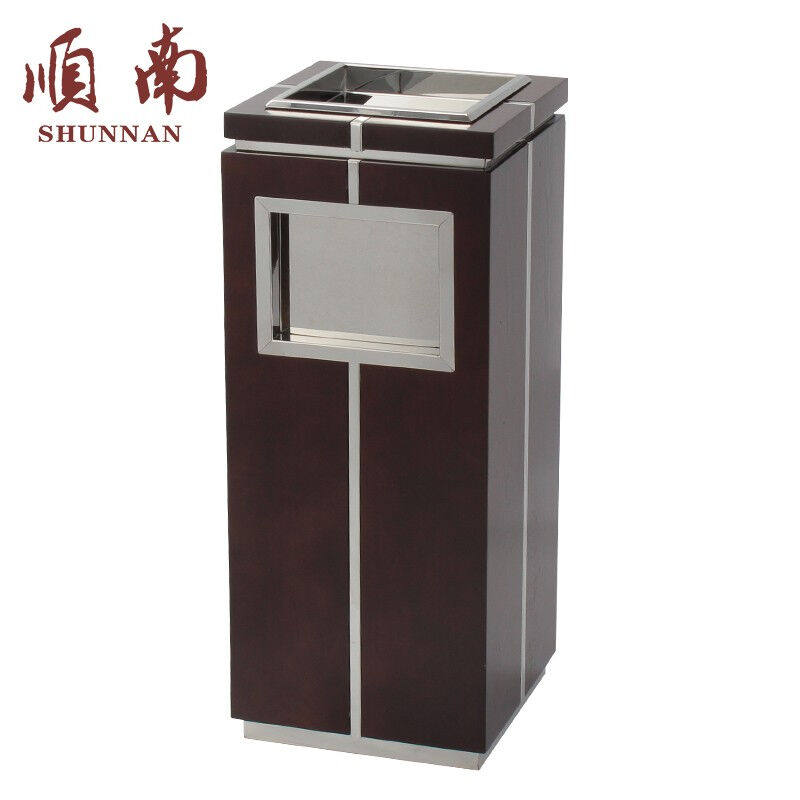 速发顺南实木中式垃圾桶酒店座地垃圾桶立式大堂带灰灰缸菸菸桶不