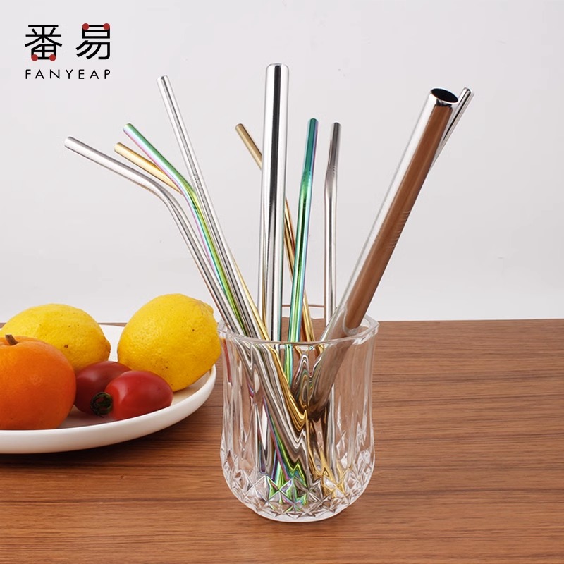 吸管/不锈钢A1p120-珍珠奶茶冷饮非一次性重复使用弯头粗金属饮