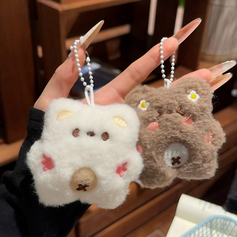 新款吱吱叫小熊钥匙扣毛绒玩偶公仔包包挂件情侣闺蜜百搭挂饰礼物