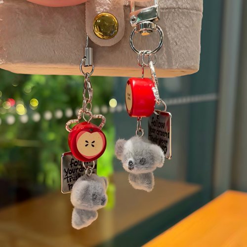 超萌考拉植绒苹果钥匙扣包包挂饰
